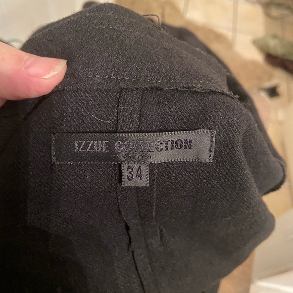 Izzue Collection Black Raw Edge Wool Blend Wrap Blazer - Picture 9 of 9